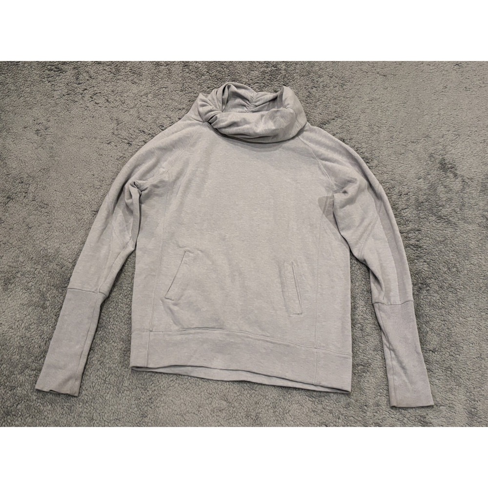Zella Sweater Womens XS Gray Cotton Long Sleeve Pullover Cowl Neck Pocket